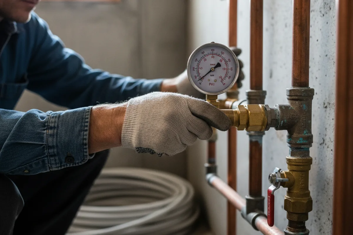 Pressure testing a repaired line during Water Line Repair in New Germantown